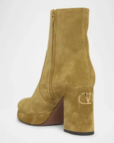 Valentino Garavani 90mm VLogo Suede Platform Ankle Boots | Thumbnail 2 Valentino Garavani 90mm VLogo Suede Platform Ankle Boots | Thumbnail 2