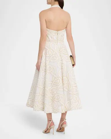 REBECCA VALLANCE Irena Sleeveless A-Line Halter Midi Dress | Thumbnail 3 REBECCA VALLANCE Irena Sleeveless A-Line Halter Midi Dress | Thumbnail 3