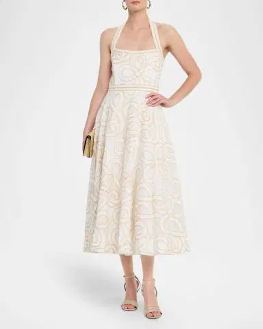REBECCA VALLANCE Irena Sleeveless A-Line Halter Midi Dress | Thumbnail 4 REBECCA VALLANCE Irena Sleeveless A-Line Halter Midi Dress | Thumbnail 4