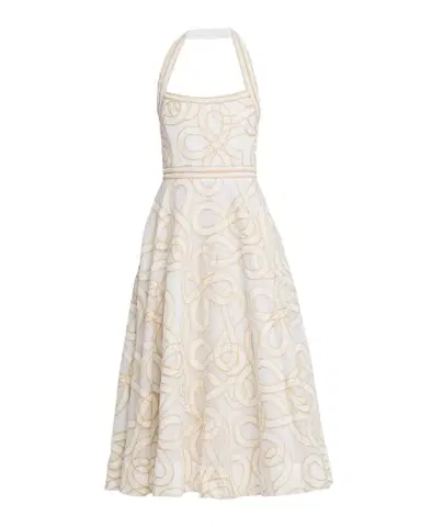 REBECCA VALLANCE Irena Sleeveless A-Line Halter Midi Dress | Thumbnail 1 REBECCA VALLANCE Irena Sleeveless A-Line Halter Midi Dress | Thumbnail 1