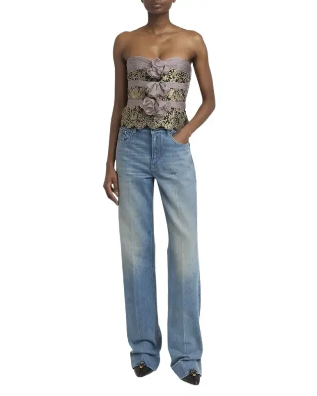 Mid-Rise Wide-Leg Denim Jeans