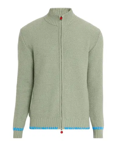 Kiton Men's Cashmere Contrast-Weave Full-Zip Sweater | Thumbnail 1 Kiton Men's Cashmere Contrast-Weave Full-Zip Sweater | Thumbnail 1