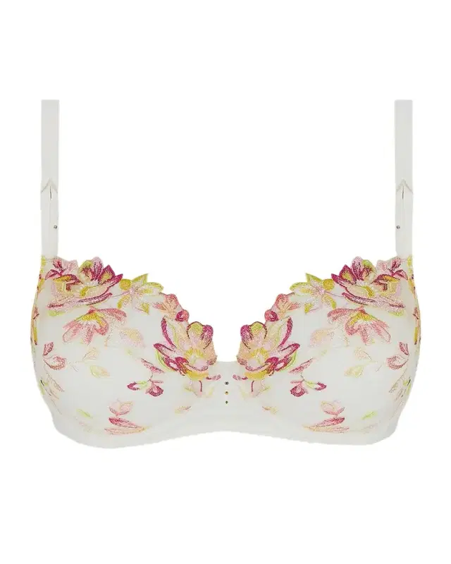 Folie D 'Ete Floral-Embroidered Tulle Demi Bra
