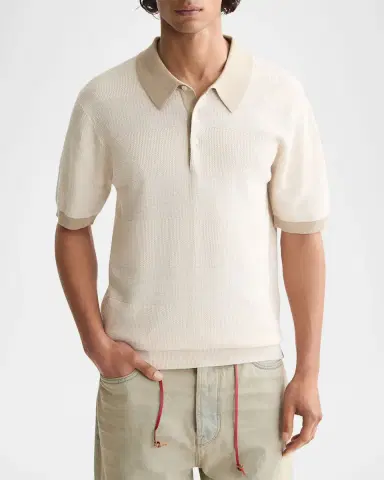 Scotch & Soda Men's Cotton Texture Knit Polo Shirt | Thumbnail 4