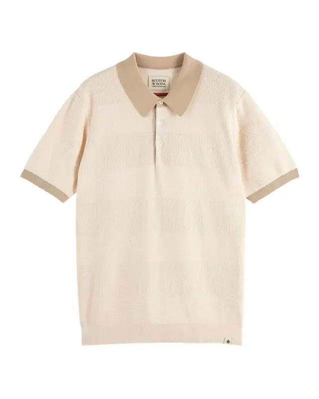 Men 's Cotton Texture Knit Polo Shirt