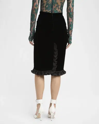 Valentino Garavani Ruffle Hem Velvet Pencil Skirt | Thumbnail 3 Valentino Garavani Ruffle Hem Velvet Pencil Skirt | Thumbnail 3