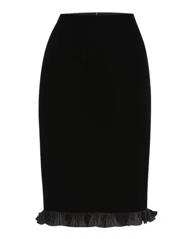 Valentino Garavani Ruffle Hem Velvet Pencil Skirt | Thumbnail 1 Valentino Garavani Ruffle Hem Velvet Pencil Skirt | Thumbnail 1