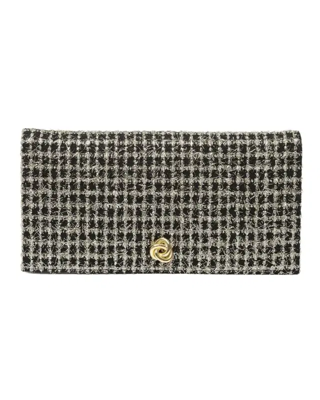 Eloise Flap Fringe Grid Clutch Bag