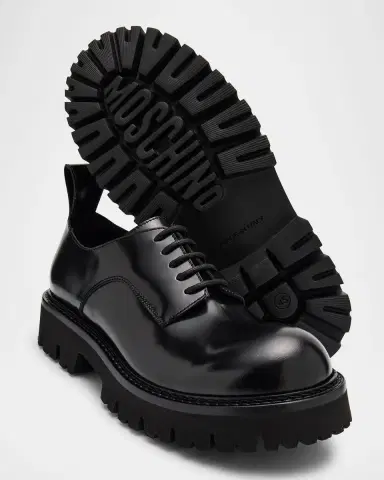 MOSCHINO Men's Leather Chunky Lug-Sole Derby Shoes | Thumbnail 5 MOSCHINO Men's Leather Chunky Lug-Sole Derby Shoes | Thumbnail 5