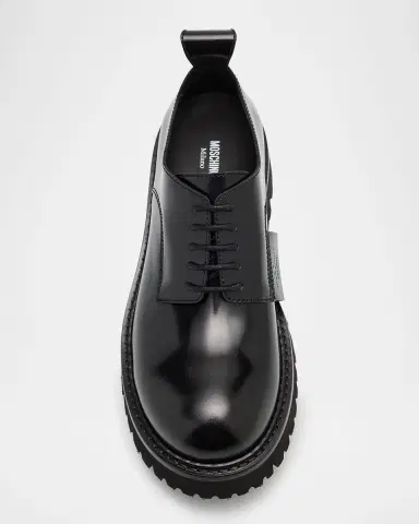 MOSCHINO Men's Leather Chunky Lug-Sole Derby Shoes | Thumbnail 6 MOSCHINO Men's Leather Chunky Lug-Sole Derby Shoes | Thumbnail 6