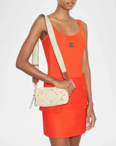 Tory Burch Miller T Monogram Raffia Mini Crossbody Bag | Thumbnail 2