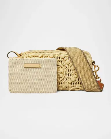 Tory Burch Miller T Monogram Raffia Mini Crossbody Bag | Thumbnail 3