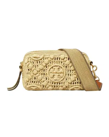 Tory Burch Miller T Monogram Raffia Mini Crossbody Bag | Thumbnail 1