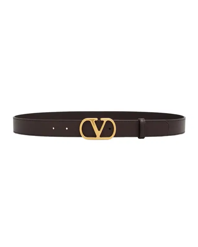 Valentino Garavani VLogo Signature Calfskin Leather Belt, 30mm