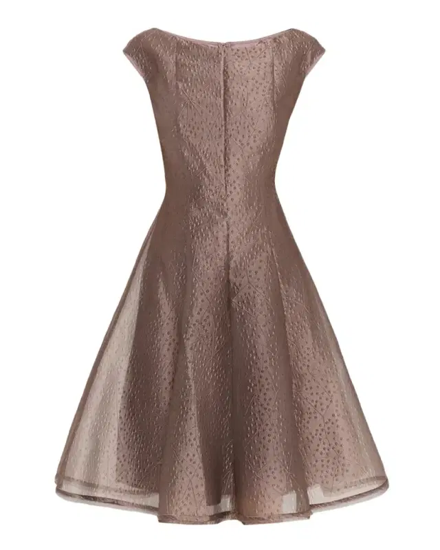 Rivet Organza Short-Sleeved Midi Dress