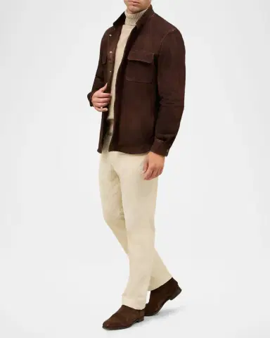Boglioli Men's Stand-Collar Distressed Leather Jacket | Thumbnail 2 Boglioli Men's Stand-Collar Distressed Leather Jacket | Thumbnail 2