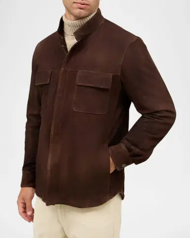 Boglioli Men's Stand-Collar Distressed Leather Jacket | Thumbnail 4 Boglioli Men's Stand-Collar Distressed Leather Jacket | Thumbnail 4