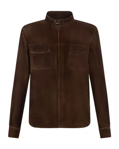 Boglioli Men's Stand-Collar Distressed Leather Jacket | Thumbnail 1 Boglioli Men's Stand-Collar Distressed Leather Jacket | Thumbnail 1
