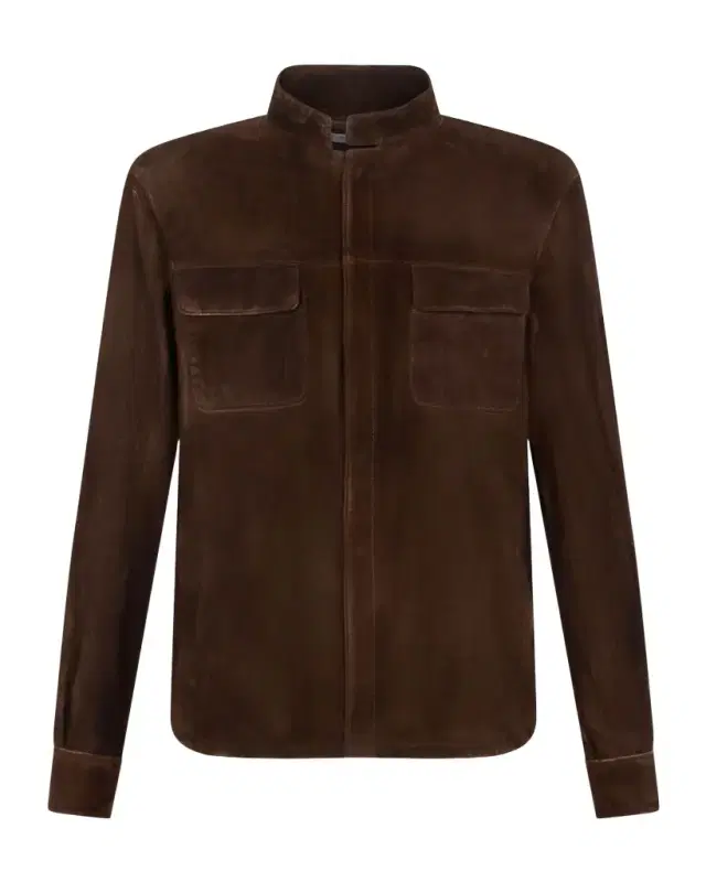 Boglioli Men 's Stand-Collar Distressed Leather Jacket