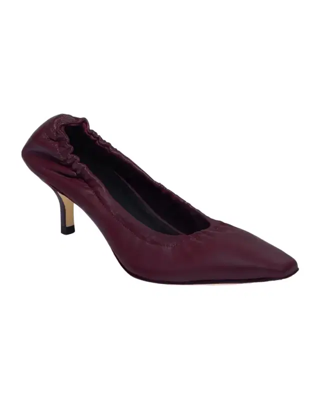 Manu Ruched Leather Snip-Toe Pumps
