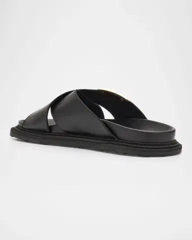 MOSCHINO Men's Crisscross Leather Slide Sandals | Thumbnail 4 MOSCHINO Men's Crisscross Leather Slide Sandals | Thumbnail 4