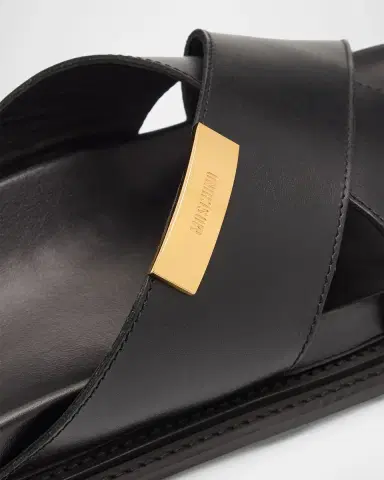 MOSCHINO Men's Crisscross Leather Slide Sandals | Thumbnail 5 MOSCHINO Men's Crisscross Leather Slide Sandals | Thumbnail 5