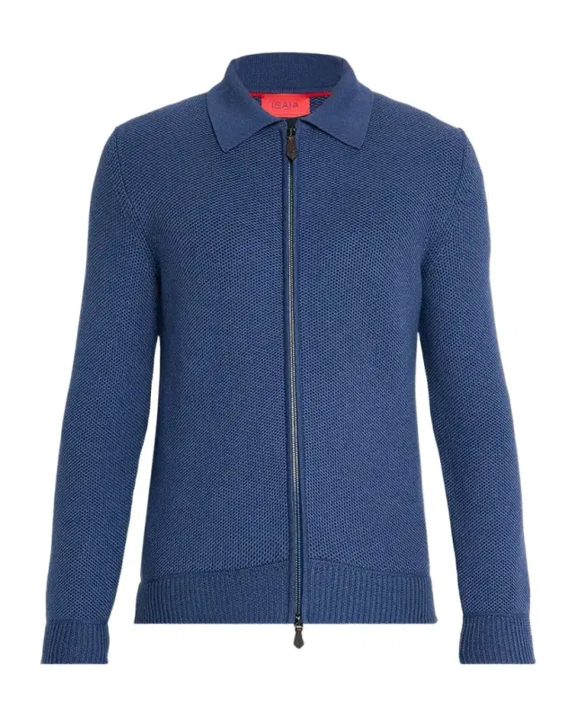 Men 's Wool-Blend Knit Full-Zip Sweater