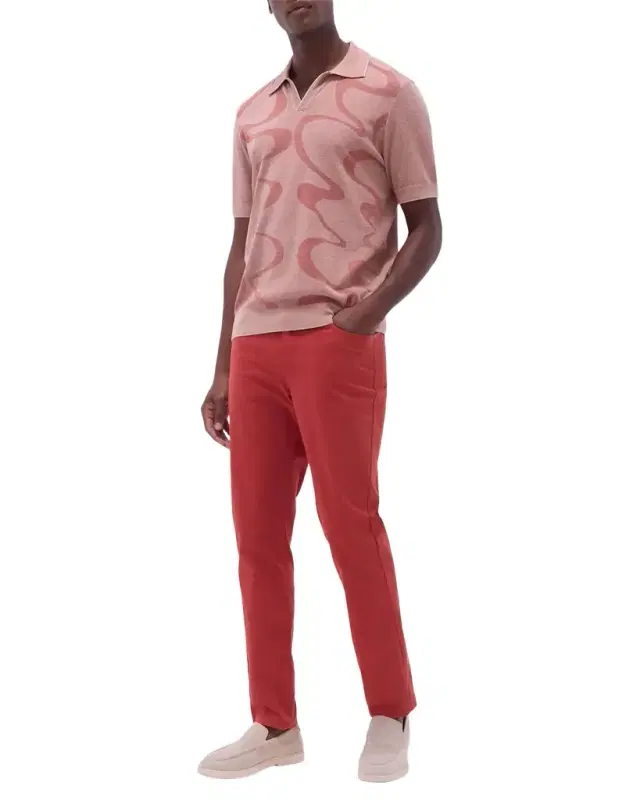 Men 's Short-Sleeve Polo Sweater with Johnny Collar