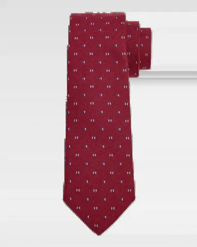 Emporio Armani Men's Bordeaux Micro-Jacquard Silk and Wool Tie | Thumbnail 2