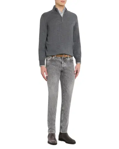 Brunello Cucinelli Men's Wool-Cashmere Half Zip Pullover Sweater | Thumbnail 1 Brunello Cucinelli Men's Wool-Cashmere Half Zip Pullover Sweater | Thumbnail 1