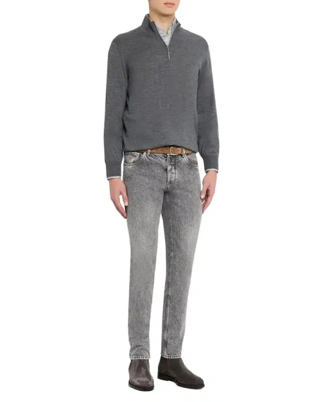 Brunello Cucinelli Men 's Wool-Cashmere Half Zip Pullover Sweater