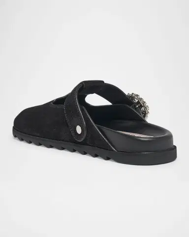 Roger Vivier Slidy Viv Suede T-Strap Mules | Thumbnail 2 Roger Vivier Slidy Viv Suede T-Strap Mules | Thumbnail 2