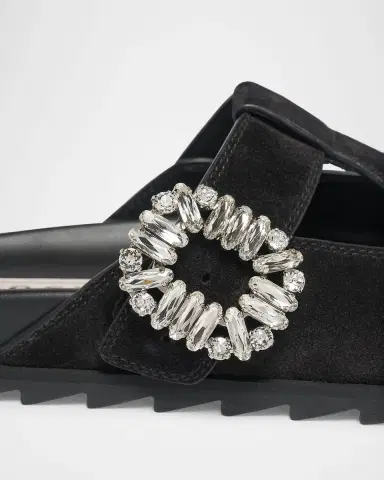 Roger Vivier Slidy Viv Suede T-Strap Mules | Thumbnail 3 Roger Vivier Slidy Viv Suede T-Strap Mules | Thumbnail 3