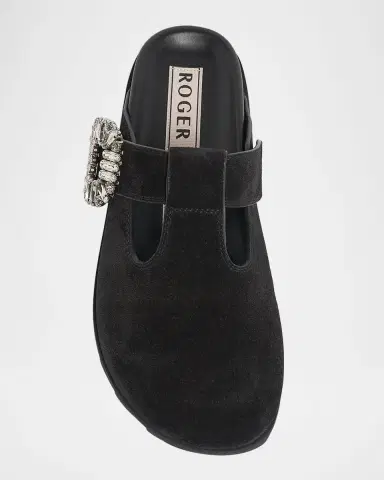 Roger Vivier Slidy Viv Suede T-Strap Mules | Thumbnail 4 Roger Vivier Slidy Viv Suede T-Strap Mules | Thumbnail 4