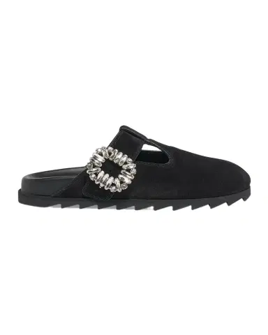 Roger Vivier Slidy Viv Suede T-Strap Mules | Thumbnail 1 Roger Vivier Slidy Viv Suede T-Strap Mules | Thumbnail 1