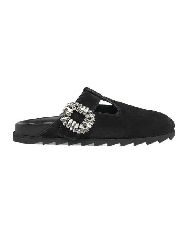 Roger Vivier Slidy Viv Suede T-Strap Mules