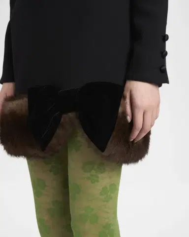 Valentino Garavani Turtleneck Long-Sleeve Sheep Shearling-Trim Mini Dress | Thumbnail 4