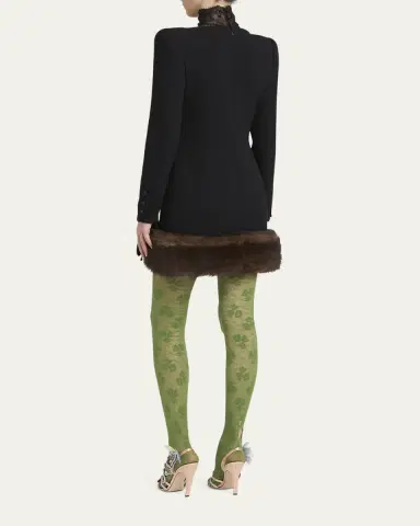 Valentino Garavani Turtleneck Long-Sleeve Sheep Shearling-Trim Mini Dress | Thumbnail 7