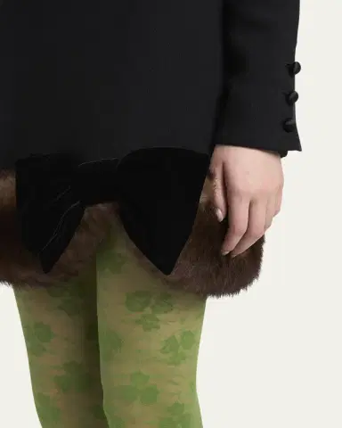 Valentino Garavani Turtleneck Long-Sleeve Sheep Shearling-Trim Mini Dress | Thumbnail 9