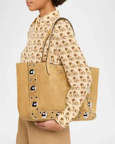 Valentino Garavani Nellcote Large Studded Suede Tote Bag | Thumbnail 2 Valentino Garavani Nellcote Large Studded Suede Tote Bag | Thumbnail 2