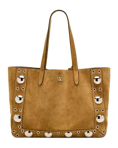 Valentino Garavani Nellcote Large Studded Suede Tote Bag | Thumbnail 1 Valentino Garavani Nellcote Large Studded Suede Tote Bag | Thumbnail 1