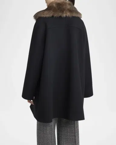 Valentino Garavani Sheep Shearling Collar Single-Breasted Wool Coat | Thumbnail 3 Valentino Garavani Sheep Shearling Collar Single-Breasted Wool Coat | Thumbnail 3