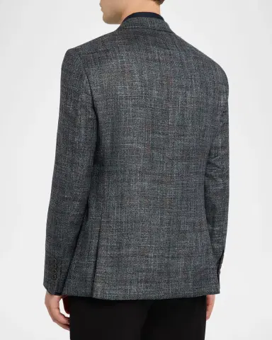 Emporio Armani Men's G Line Blurred Plaid Wool Sports Jacket | Thumbnail 3 Emporio Armani Men's G Line Blurred Plaid Wool Sports Jacket | Thumbnail 3