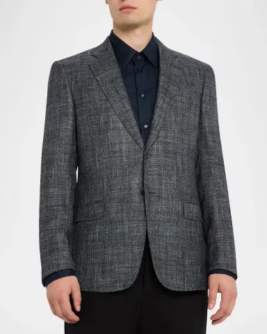 Emporio Armani Men's G Line Blurred Plaid Wool Sports Jacket | Thumbnail 4 Emporio Armani Men's G Line Blurred Plaid Wool Sports Jacket | Thumbnail 4