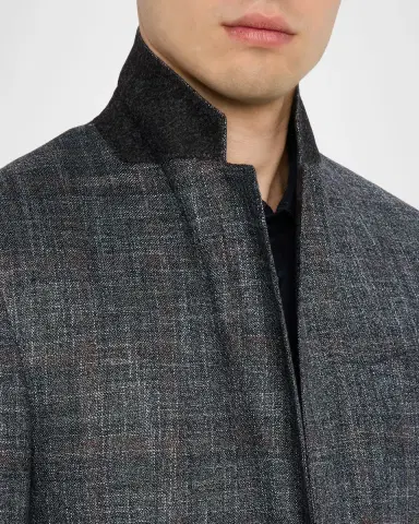 Emporio Armani Men's G Line Blurred Plaid Wool Sports Jacket | Thumbnail 7 Emporio Armani Men's G Line Blurred Plaid Wool Sports Jacket | Thumbnail 7