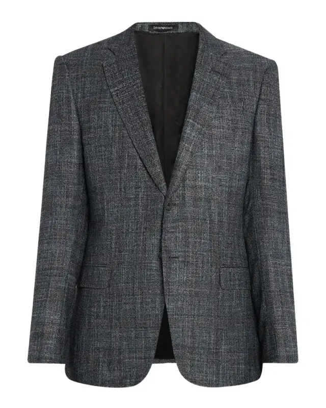 Emporio Armani Men 's G Line Blurred Plaid Wool Sports Jacket