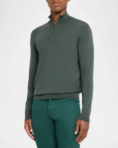 Kiton Men's Wool Half-Zip Sweater | Thumbnail 3