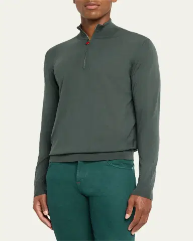 Kiton Men's Wool Half-Zip Sweater | Thumbnail 8