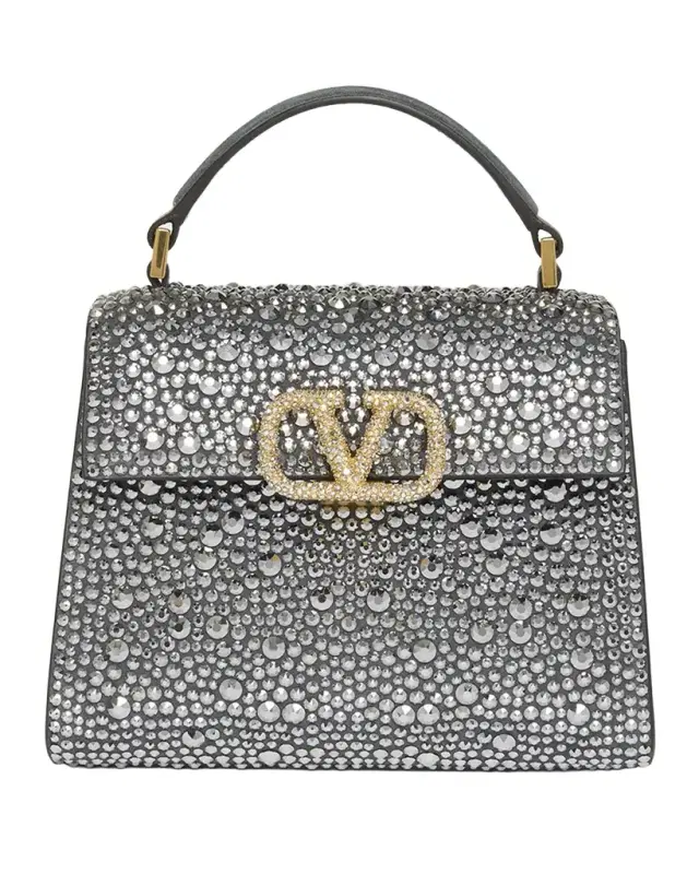 Valentino Garavani VSling Mini Rhinestone Suede Top-Handle Bag