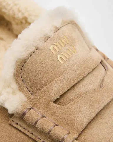Miu Miu Shearling Lined Suede Penny Loafers | Thumbnail 5 Miu Miu Shearling Lined Suede Penny Loafers | Thumbnail 5